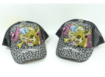 Pair Of Vintage Ed Hardy Snap Back Caps/Hats New