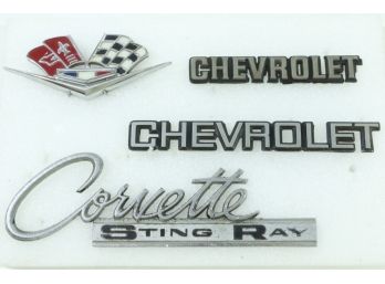 Group Of Vintage 1960s Chevrolet Corvette Car Emblems Sting Ray