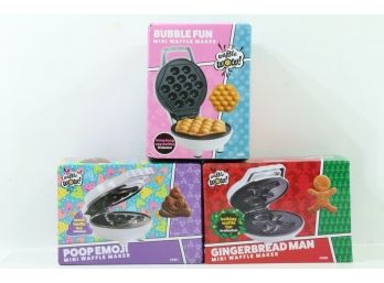 Group Of 3 Small Appliances Poopemoji, Gingerbread Man & Bubble Waffle Makers