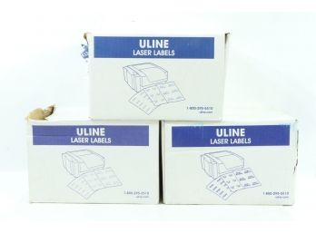 3 Boxes Of Uline Laser Labels 4x3 1/2' ,  4x 1 1/2' & 1x 1 13'