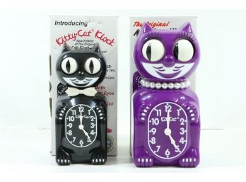 Pair Of Kit Kat Clocks Black & Purple
