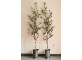 2 Nearly Natural 7.5 Olive Artificial Decorative Planter Silk Trees Green 179.99 Retail Each