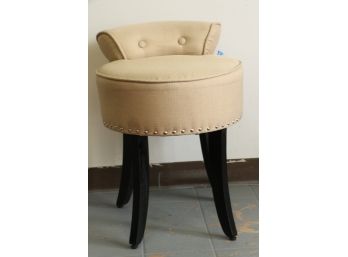 Inspired Home Odion Linen Vanity Stool-Nailhead Trim-Roll Back-Tufted-Bedroom New