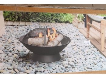 Outdoor Wood Burning Fire Pit/Bowl 26 Black Round, Outside Backyard Patio New