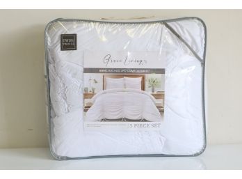 Grace Living Abril Ruched 3 Piece Twin Size Comforter Set New