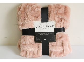 Cozy Tyme Luxury Stitched Faux Fur Throw Reverse To Micromink 50'x60' New