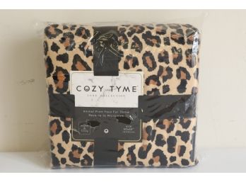 Cozy Tyme Animal Print Faux Fur Throw Reverse To Micromink 50'x60' New