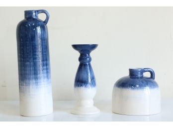 3 Pieces Of Broyhill Ceramic Items Includes Candle Holders And Jugs