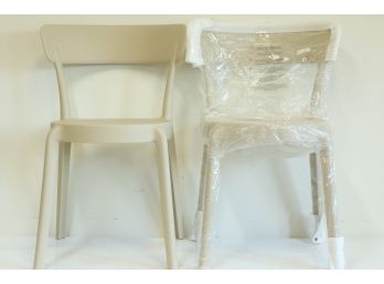 Pair Of Beige Heavy Gauge Plastic  Indoor/Outdoor Bistro Chairs New