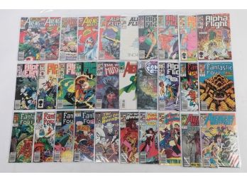 Lot Of Marvel Assorted Comic Books With Early Issues Fantastic Four / Alpha Flight And Others
