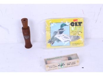 Two Vintage P.s. OLT Bird And Game Calls With Boxes