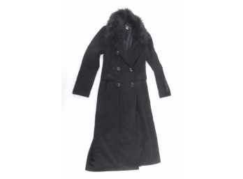 Women's Gabrielle Union NY & Co Floor Length Wool & Faux Fur Trimmed Coat (Medium)