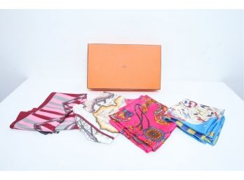 4 Silk Scarves In Hermes Box