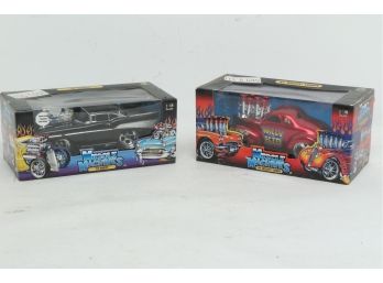 2 Muscle Machines 1:18 Scale Die Cast Models: '41 Willy's Coupe & '57 Chevy