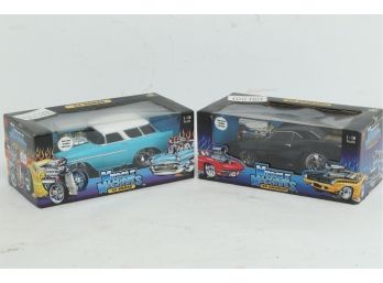 2 Muscle Machines 1:18 Scale Die Cast Models: '69 Camaro & '55 Nomad