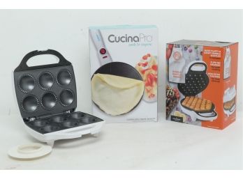 Pre-Owned MasterChef Mini-Pie & Quiche Baker & Bubble Waffle Maker W/Cucina Pro Crepe Maker