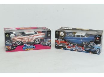 2 Muscle Machines 1:18 Scale Die Cast Models: '55 Chevy & '57 Chevy