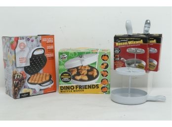 3 Bacon Wizards, Dino Friends Waffle Maker & MasterChef Bubble Waffle Maker