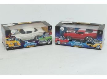 2 Muscle Machines 1:18 Scale Die Cast Models: '66 Mustang & '58 Impala