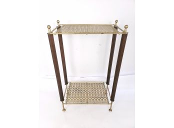 Brass And Teak Mid Century Side Table