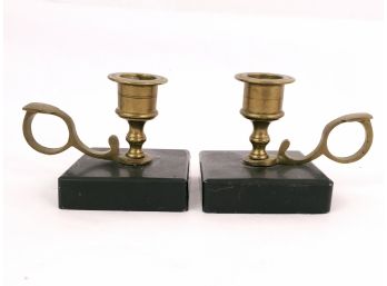 Pair Of Brass Candle  Finger Lamps