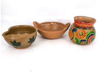 Vintage Redware Pottery Lot