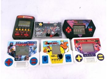 Mixed Vintage Hand Held Video Game Lot,  Racing, Bowling, Double Dragon