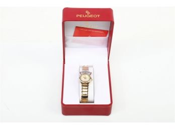 Peugeot Women's 778 Gold-Tone 1/10 Carat Genuine Diamond Bracelet Watch - New