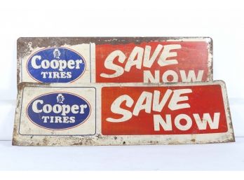 2 Double Sided Steel Cooper Tires Advertising Signs