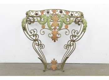 Beautiful Wrought Iron Wall Mount Floral Design Table Base