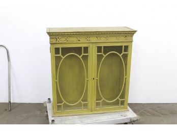 Vintage Wood Cabinet W/ Glass Doors