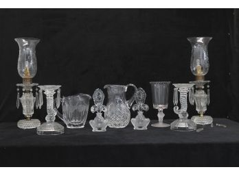 Mixed Lot, Glass Mantles, Candle Sticks, Gillinder & Sons Glass And More
