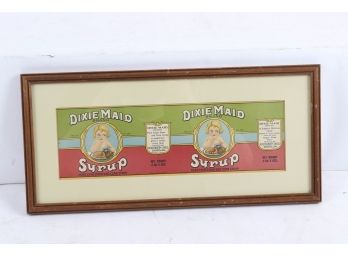 Framed Dixie Maid Syrup Label