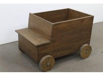 Solid Oak Rolling Wood Truck - Toy Box