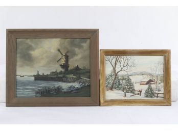 Lot Of 2  Oil Paintings On Board