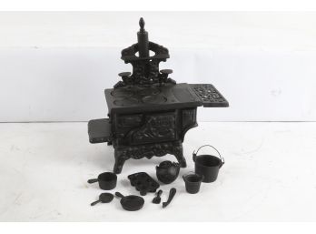 Miniature Cast Iron Stove With Accessories