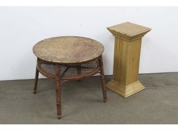 Bamboo Podium And Wicker Table