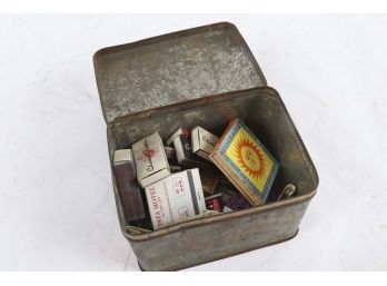 Tin Box With Vintage Match Books