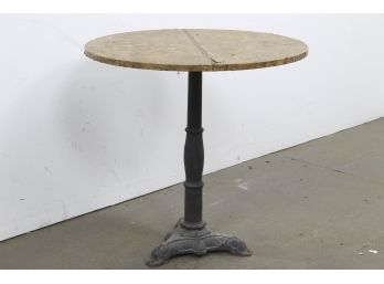 Round Table With Ornate Iron Base.