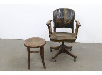 Vintage Executive Chair And Stool