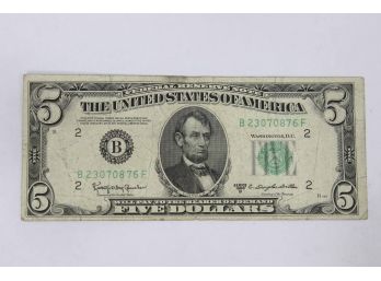 1950D $5 New York Federal Reserve Note