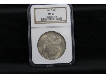 1882S Morgan Silver Dollar - NGC Graded MS-63