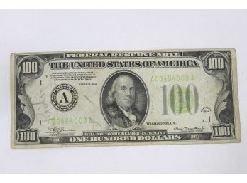 1934 Boston $100 Federal Reserve Note - VF+