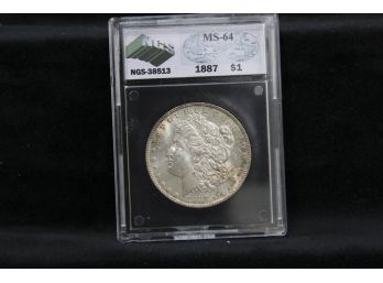 1887 Morgan Silver Dollar - NGS Graded - MS-64