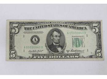 1950B $5 Boston Federal Reserve Note