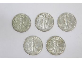 5 Piece Lot Standing Liberty Half Dollars - 41,42,43 - Condition Varies