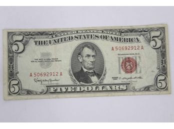 $5 Small - 1963 United States Note - No Motto - XF - NM