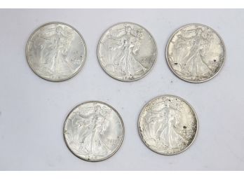 5 Piece Lot Standing Liberty Half Dollars - 42,43,44,45 - Condition Varies