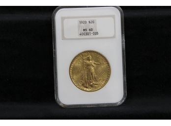 1920 $20 Saint-Gaudens Gold Double Eagle - NGC Graded - MS-60