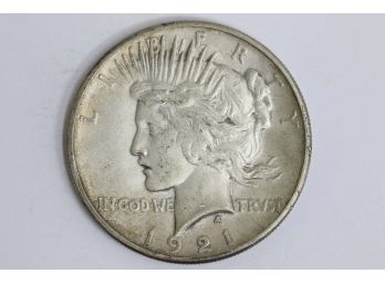 1921 Peace Silver Dollar - AU+